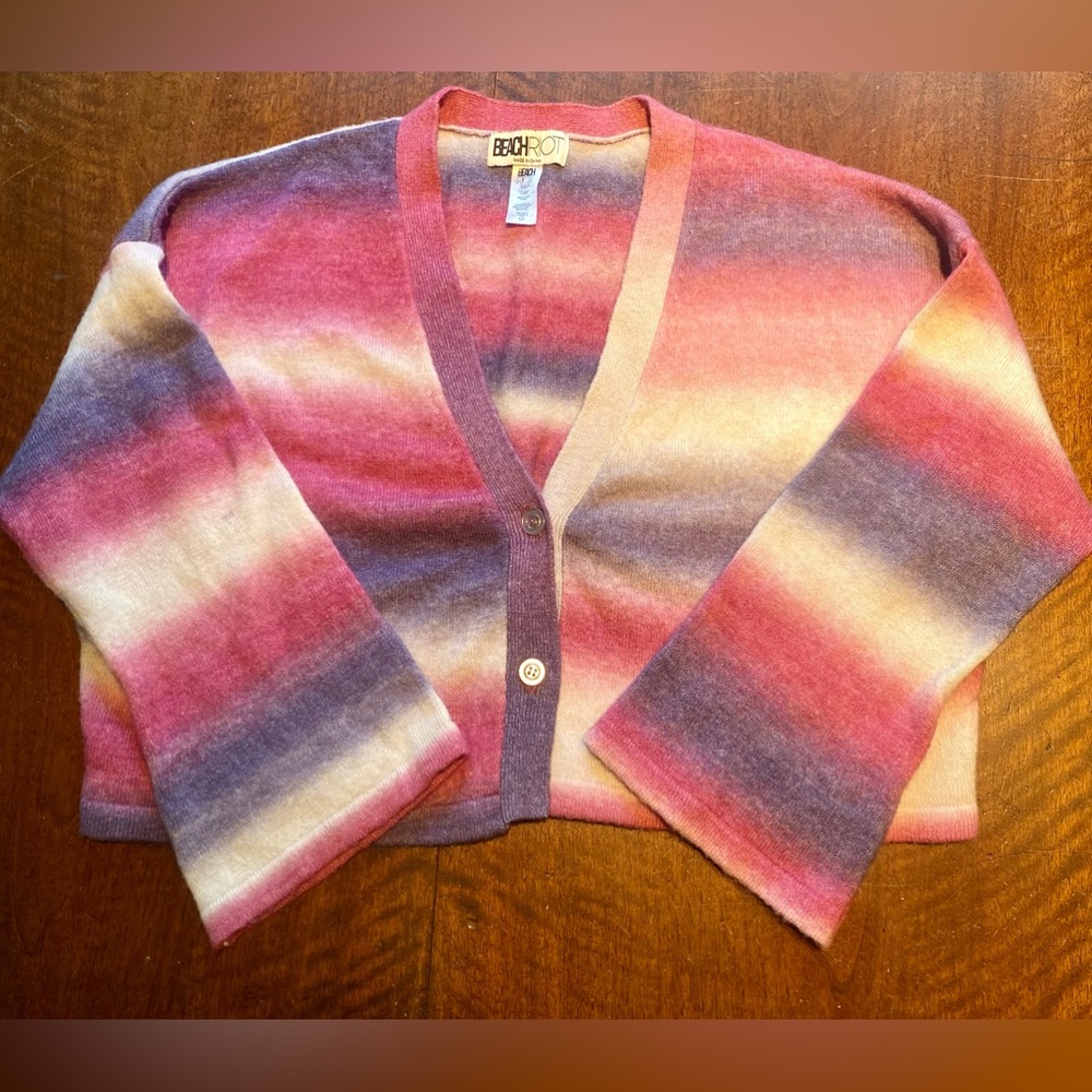 Beach Riot Multicolor Gradient Stripe Cropped Cardigan